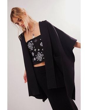 Free People All I Need Cosy Hooded Duster Top - Black