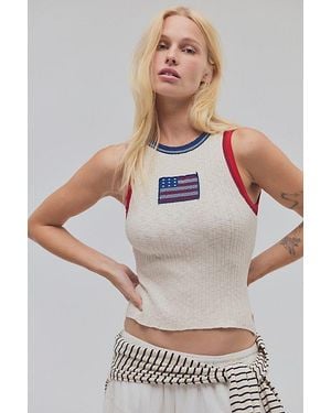 Ragabond Farrah Flag Muscle Tank Top By - Grey