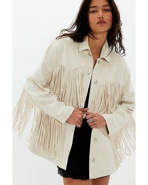 Free People Fringe Out Vegan Suede Jacket - Natural