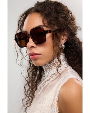 Free People Jace Square Polarized Sunglasses - Brown