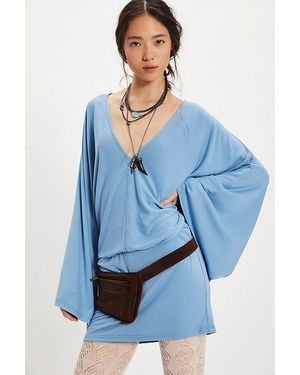 Free People Good Feels V-Neck Mini - Blue
