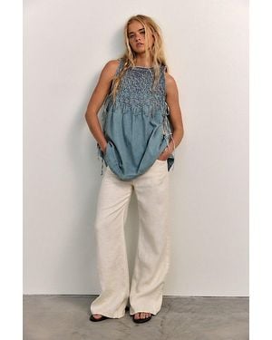 Free People Maisie Smocked Denim Mini Dress - Blue