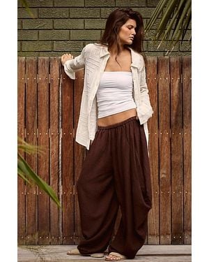 free-est Sandshell Linen Carlie Trousers By - Brown