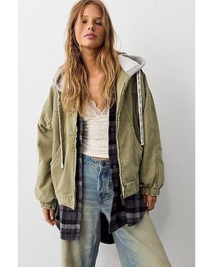 Free People We The Free Iggy Hooded Denim Jacket - Multicolour