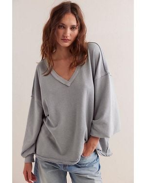 Free People We The Free Venice V-Neck Sweatshirt - Grey