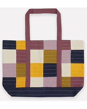 Anchal Checkered Tote - Blue