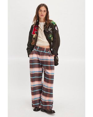 Free People Buckle Back Plaid Pants - Multicolor