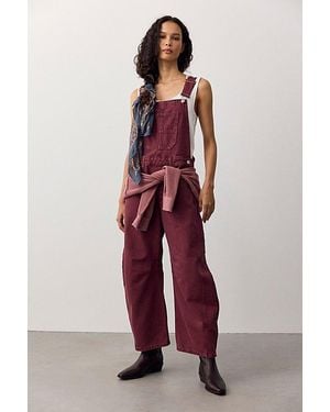 Free People We The Free Good Luck Barrel Overalls - Red