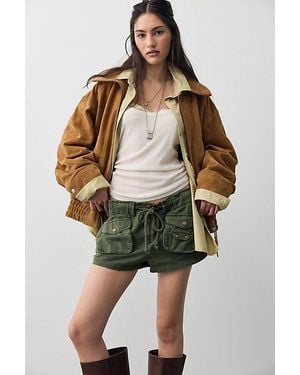 Free People Waimea Slouchy Solid Shorts At In Kelp, Size: Large - Blue