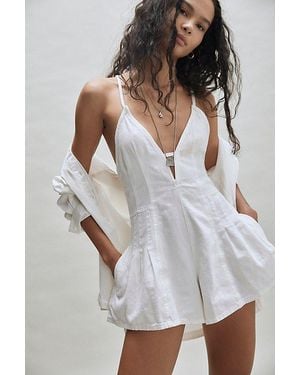 Free People We The Free Nostalgia Ultra Shortalls - White