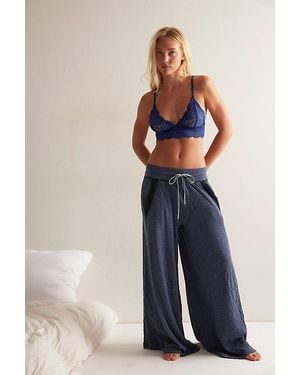 Intimately By Free People Wait A Minute Wide-Leg Lounge Trousers By - Blue