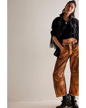 Free People We The Free Good Luck Mid-rise Metallic Barrel Jeans