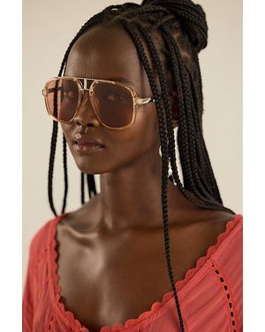 Free People Janis Detail Aviator Sunglasses - Brown