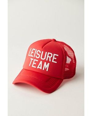 Free People Duvin Leisure Team Trucker Hat - Red