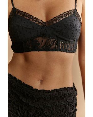 Intimately By Free People Rosie Lace Longline Bralette By - Black