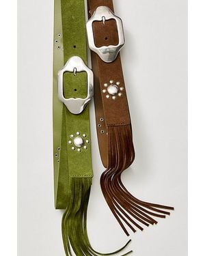Free People Woven Geometric Belt Green & Black Leather Cotton XL/LG Geometric Black and Silver Metal Belt Selected by  main image 2