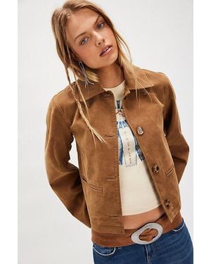 Free People Hera Vegan Suede Jacket - Brown