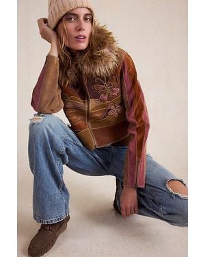 Free People Hazel Harlow Suede Jacket - Blue