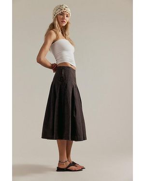 Free People Skipper Pleated Chino Midi Skirt - Multicolour