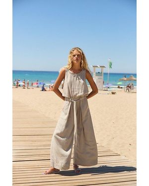 free-est Linden Linen One-Piece Jumpsuit By - Blue