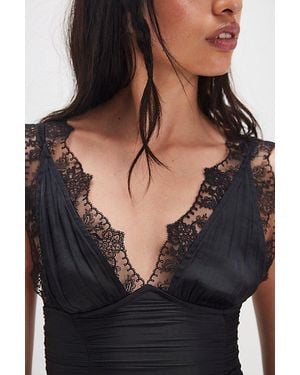 Free People Elena Lace Tank Top - Black