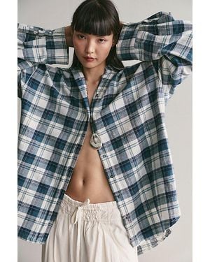 Free People We The Free Selene Oversized Flannel - Gray