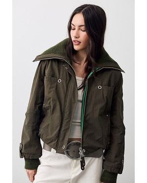Free People Lightning Rod Funnel-Neck Puffer Jacket - Brown