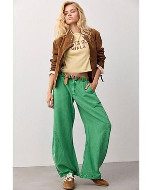 Free People Spotlight Washed Barrel Chino Trousers - Green