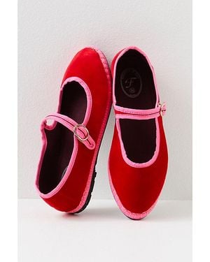 Flabelus Happy Place Mary Janes - Red