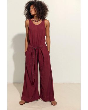 free-est Sandshell Linen Linden One-Piece Jumpsuit By - Red