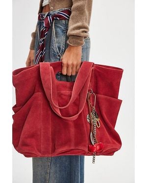 Free People Suede Caravan Tote - Red