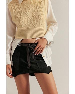 Free People Moxie Vegan Suede Mini Skirt - Black