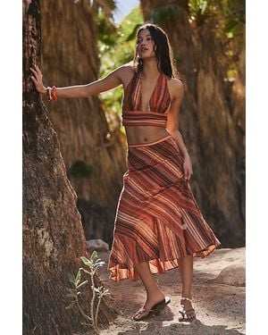 Free People Sedona Stripe Midi Skirt Set - Brown