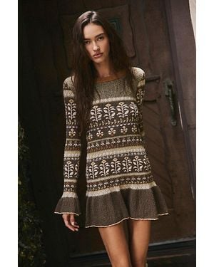 Free People Petal Loom Fair Isle Mini Dress - Brown