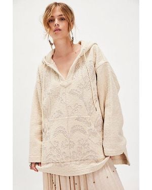 THE TALES Flower Embroidered Hoodie - Natural