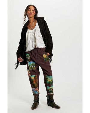 Denim and Bone Wildlife Patched Pants - Black
