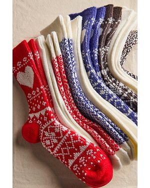 Free People Nordic Knit Sock Bundle - Red