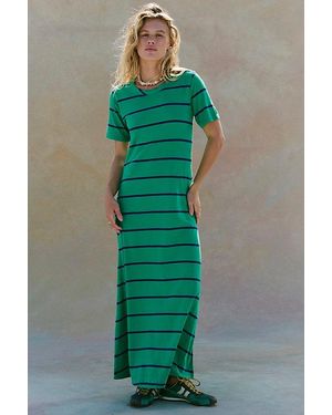 free-est Sleek And Striped Cotton-Jersey Maxi Dress By - Green