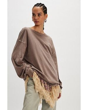 Free People Perfect Oversized Long Sleeve Top - Brown