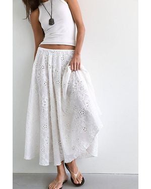 Norma Kamali Flared Cotton Midi Skirt - White