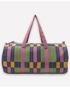 Anchal Lattice Canvas Duffle Bag - Pink