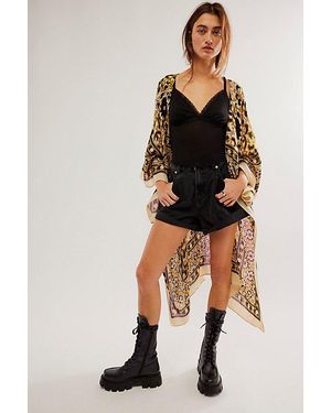 Free People Magic Dance Border Print Kimono - Black