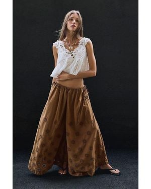Free People Sweet Serenade Pull-On Wide-Leg Trousers - Brown