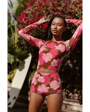 Rhythm High-Waisted Boyshort Surf Bottoms - Red