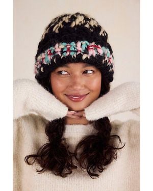 French Knot Chunky Woven Fisherman Hat By - Black