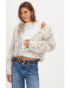 Free People Louder Please Hooded Faux Fur Jacket - White