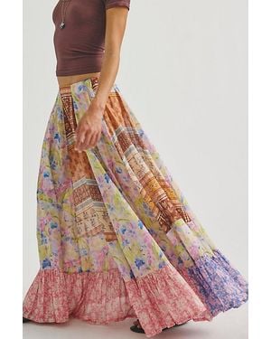 Free People Santa Eulalia Printed Maxi Skirt - Pink