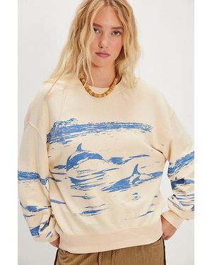 Daydreamer Dolphin Oversized Sweatshirt By - Blue