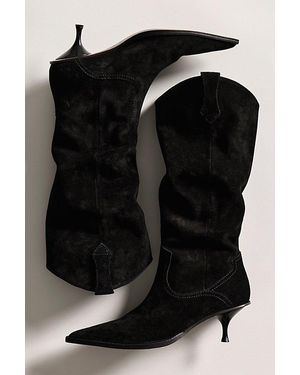 Free People Daisy Slouchy Kitten Heel Boots - Black