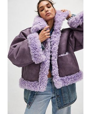 Free People Kiki Sherpa Jacket - Purple